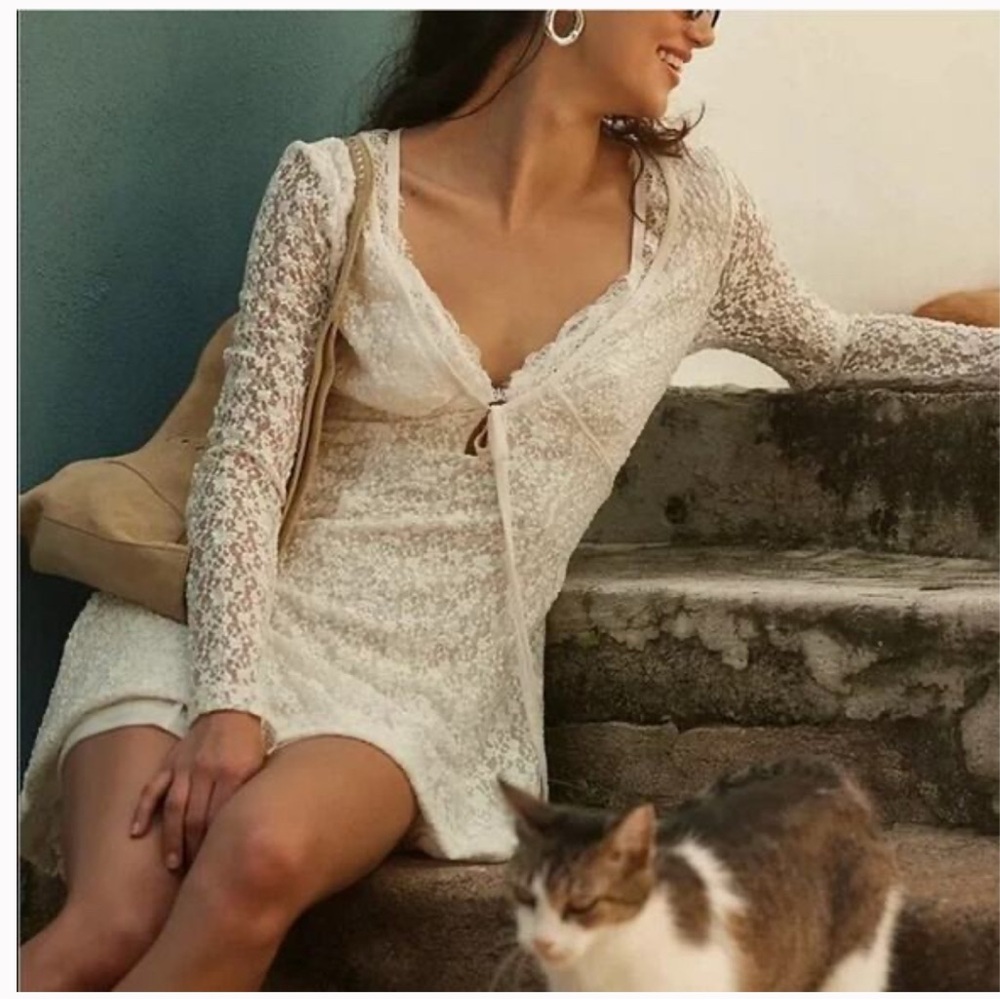 NWT Free People Petra Mini Dress, Ivory, Size Medium